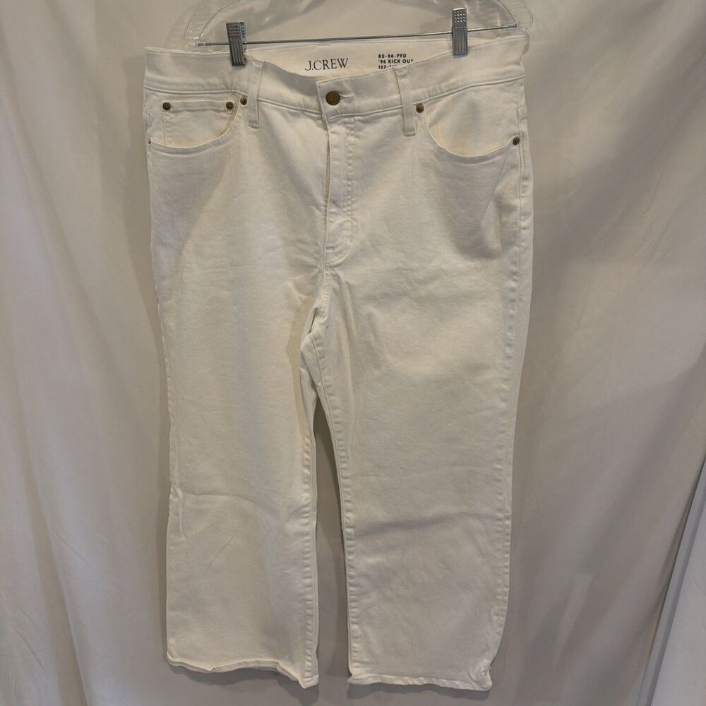 NWOT J.Crew Women's '94 Kick Out Cropped White Denim Jeans Size 34